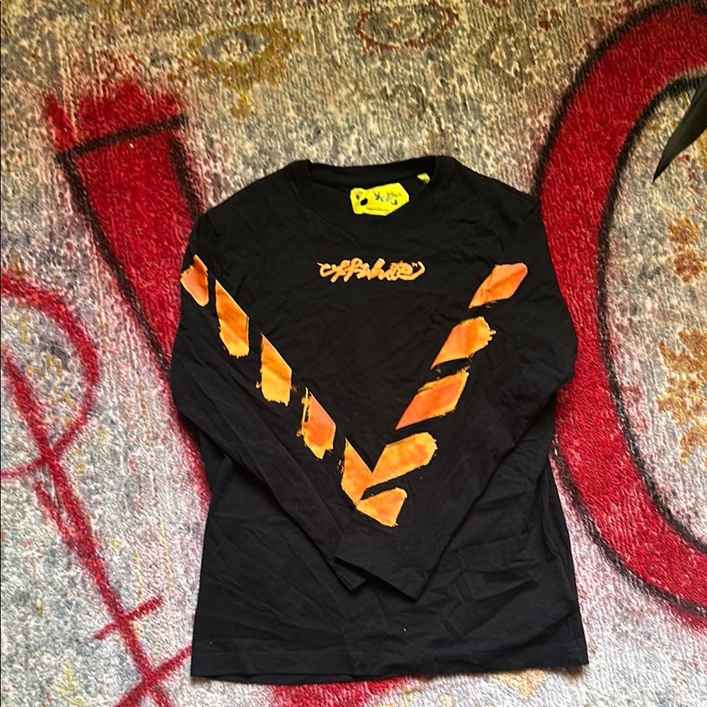 Off-White Black and Orange Kids Long Sleeve Tee
